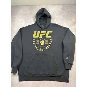 UFC Las Vegas Nevada Graphic Hoodie Mens XL Black Gold Est 1993 MMA Logo Fleece